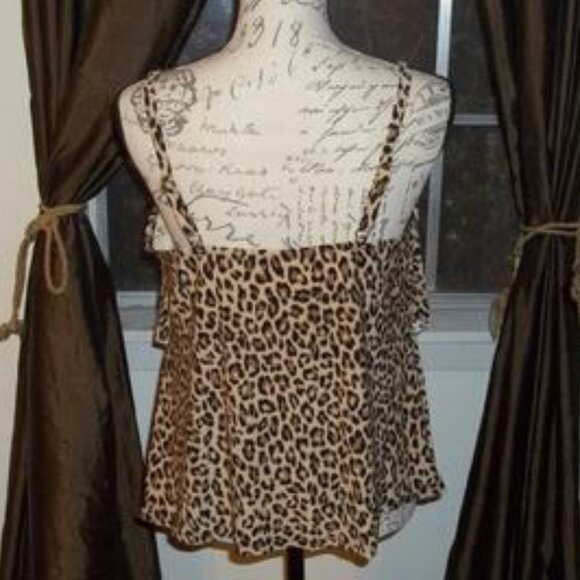 NWOT Aqua Green swimsuit tankini top gorgeous leopard print flattering tiers 1X - Picture 3 of 4